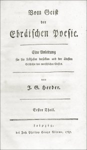 Herder, Johann Gottfried von: Vom Geist der Ebräischen Poesie