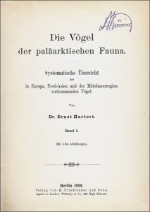Hartert, Ernst: Die Vögel der paläarktischen Fauna.