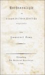 Kant, Immanuel: Anthropologie in pragmatischer Hinsicht...
