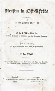 Krapf, Johann Ludwig: Reisen in Ostafrika ausgeführt in den Jahren 1837-55.