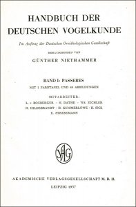Niethammer, Günther: Handbuch der deutschen Vogelkunde.